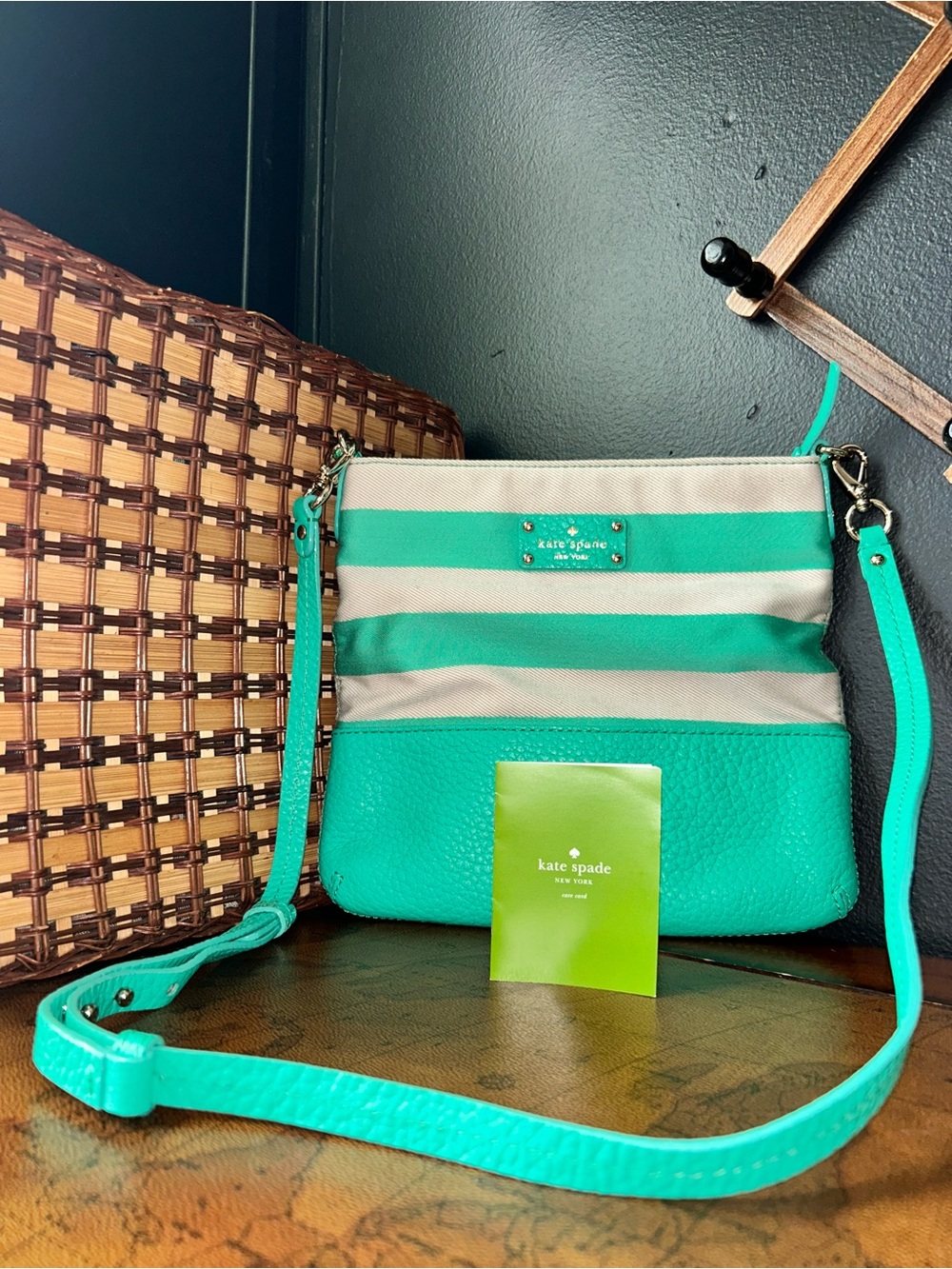 Kate Spade Teal Stripe Crossbody Bag